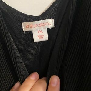 Black ribbed jumpsuit.